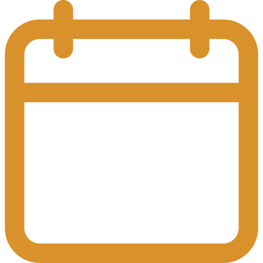 Icône calendrier minimaliste orange pour réservations jardins-paysages en Ariège