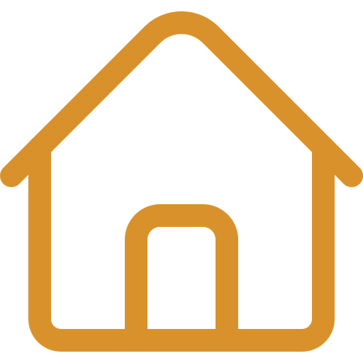 Icône maison minimaliste orange pour jardins-paysages en Ariège, symbole d’accueil et de sécurité